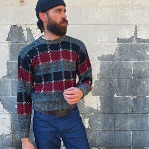 80s Members Only Sweater - Black, Red, Gray